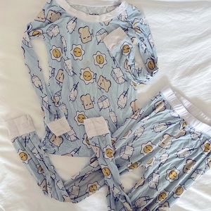 Little Sleepies 4T Blue Breakfast Pattern Pajamas Long Sleeve